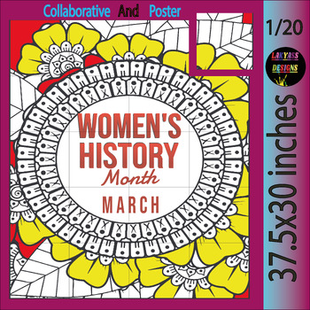 Preview of Women's History Month Bulletin Board Collaborative coloring page Poster