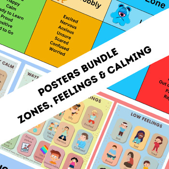 Preview of Emotion Lesson Tools - Zones, Feelings Posters & Calming Posters - SEL- Health