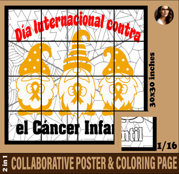 Preview of el Cancer Infantil Poster Colaborativo para Colorear  para Tablon de Anuncio