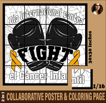 Preview of Poster Colaborativo para Colorear para el Cancer Infantil para Tablon de Anuncio