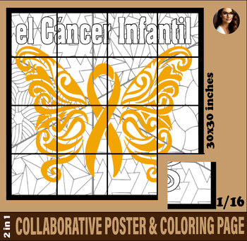 Preview of Poster Colaborativo para Colorear para el Cancer Infantil para Tablon de Anuncio