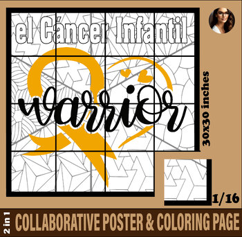 Preview of Poster Colaborativo para Colorear para el Cancer Infantil para Tablon de Anuncio