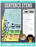 Poster & Handout: Sentence Stems To Replace 'I Don't Know'