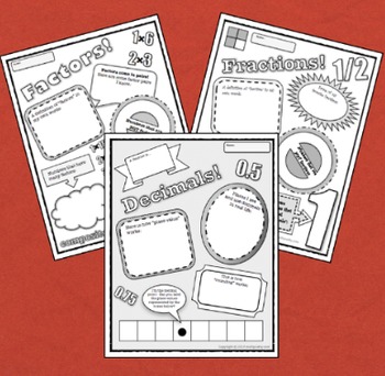 Preview of Poster Pack! Fractions, Decimals and Factors Graphic Organizers... in Disguise