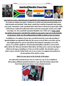 Preview of Poster Project- Apartheid in South Africa and Nelson Mandela