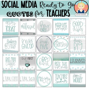 Preview of Poster Quotes Clipart for Social Media, Blog Posts, Decor - TEAL 