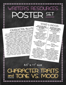 Preview of Poster Set: Character Traits and Tone vs. Mood