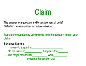 Claim textual evidence definition