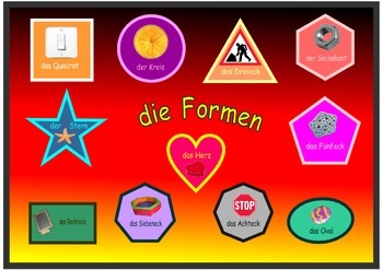 Preview of Poster   about the  Shapes in German  . A3 size .