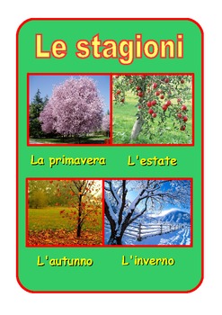 Preview of Poster  about the seasons in Italian .Green