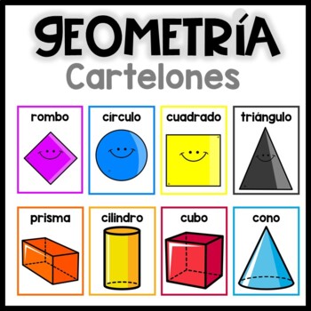 Preview of Poster de figuras 2D y 3D | Cartelones geometría | Shapes Flash Cards in Spanish