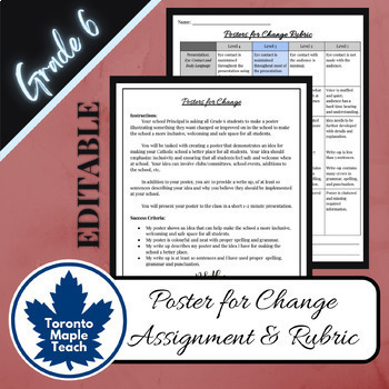 Preview of Poster for Change Assignment & Rubric [EDITABLE]