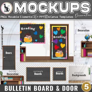 Preview of Bulletin Board Posters and Door Decoration Mockups PNGs & PPT & Canva Set5