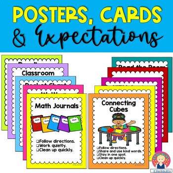 Preview of Centers Cards, Posters and Expectations for Primary Grades