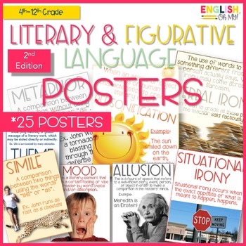 Preview of Literary Terms Posters, Figurative Language Posters, Classroom Decor-2ND EDITION