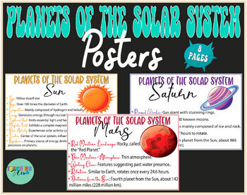 Preview of astronomy posters: The planets of the solar system | science cosmology posters