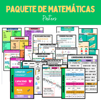 Preview of Paquete de pósters de matemáticas, Math Anchor Chart bundle (Spanish)