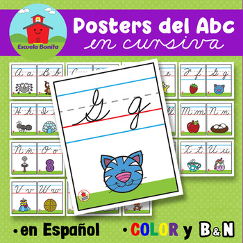 Preview of Posters del Abecedario en letra cursiva / ABC posters cursive letter (Spanish)