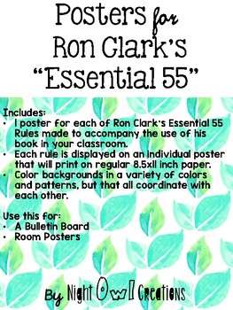 Preview of Posters for "The Essential 55" rules by Ron Clark