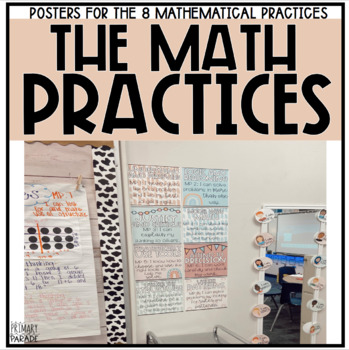 Preview of Posters for the Eight Math Practices Boho Themed