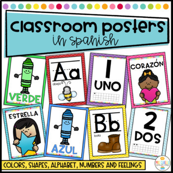 Preview of Posters in Spanish Colors, numbers, alphabet, feelings and shapes