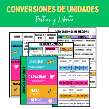 Preview of Pósters y Librito de Conversion de Unidades, (Spanish) Measurement conversions