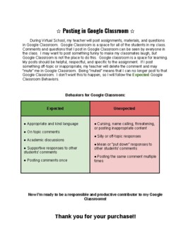 Preview of Posting in Google Classroom Social Story - Word Document version