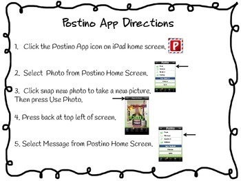 Preview of Postino iPad App Directions - Pen Pal Writing Activity