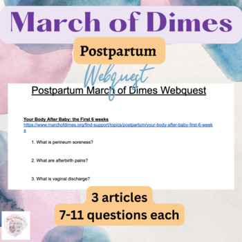 Preview of Postpartum Webquest: March of Dimes; Warning Signs, After Birth, PPH