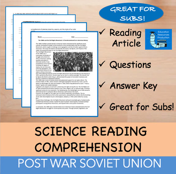 Preview of Postwar Soviet Union - Reading Comprehension Passage & Questions