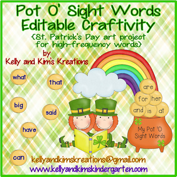 Preview of Pot O’ Sight Words Editable Craftivity