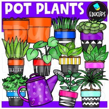 Preview of Pot Plants Clip Art Set - EARTH DAY {Educlips Clipart}