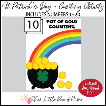 Preview of Pot of Gold Counting - numbers 1-20 - Christmas - tree - printable - math
