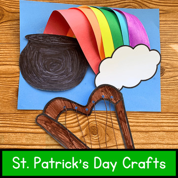 Preview of Pot of Gold Craft - St. Patrick's Day Crafts - Harp Craft - Coloring Pages