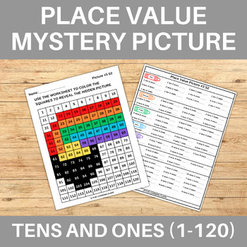 Preview of Pot of Gold Rainbow Tens & Ones Place Value 120 Chart Mystery Picture St Paddy's