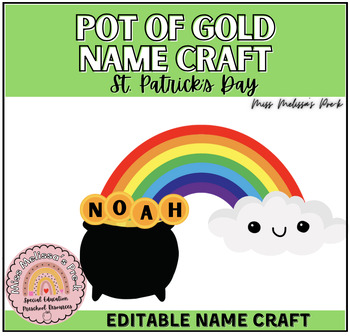 Preview of Pot of Gold St. Patrick's Day Editable Name Craft