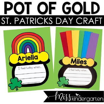 Preview of St Patricks Day Rainbow Craft Kindergarten March Pot of Gold Writing Craftivity