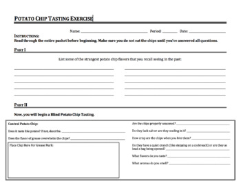 Preview of Potato Chip Tasting Exercise | Sensory Analysis