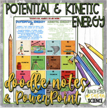 Preview of Potential Energy & Kinetic Energy Doodle Notes & Quiz + PowerPoint