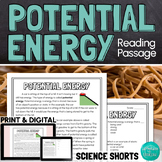 Potential Energy Reading Comprehension Passage PRINT and DIGITAL