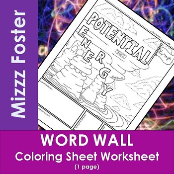 Preview of Potential Energy Word Wall Coloring Sheet (1 pg.)