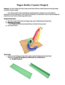 Preview of Potential Energy to Kinetic Energy Roller Coaster Project
