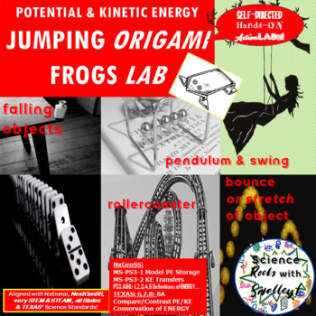 Preview of Potential & Kinetic ENERGY Jumping Origami FROGS LAB