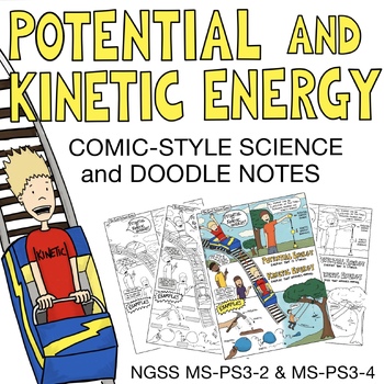 Preview of Potential & Kinetic Energy - Science Comic & Doodle Notes Worksheet MS-PS3