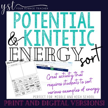 Preview of Potential & Kinetic Energy Sort - PRINT & DIGITAL