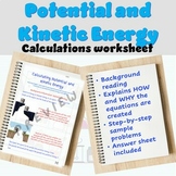 Potential and Kinetic Energy Calculation Worksheet