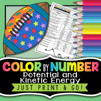 Potential and Kinetic Energy - Color By Number Worksheet by Morpho Science