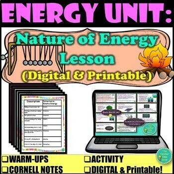 Preview of Potential and Kinetic Energy Digital Lesson- Notes Activity and Slides 