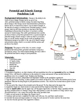 Preview of Potential and Kinetic Energy Pendulum Lab