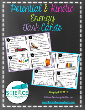 Preview of Potential and Kinetic Energy Task Cards (Google Classroom compatible)
